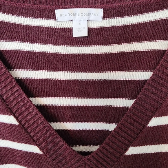 New York & Company Medium striped long sleeve sweater with built in uner ruffle - Picture 2 of 5